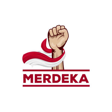 Happy Indonesia independence day illustration design. Indonesia merdeka illustration designのイラスト素材