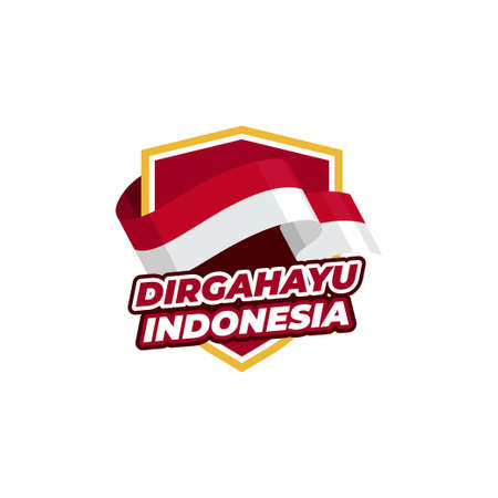 Happy Indonesia independence day illustration badge designのイラスト素材