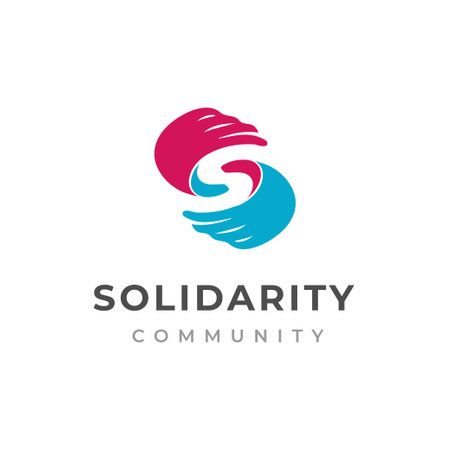 people care and solidarity logo design. Hand care logoのイラスト素材