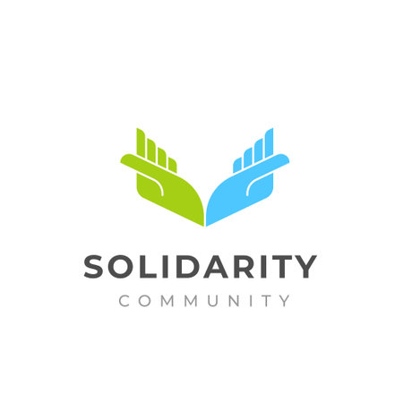people care and solidarity logo design. Hand care logoのイラスト素材