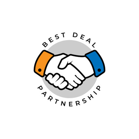 Handshake and partnership logo design template. Best deal logo designのイラスト素材