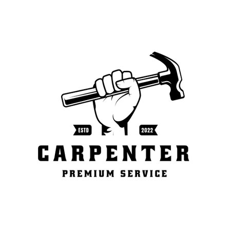Carpenter logo design in rustic retro vintage style. Handyman logo design.のイラスト素材