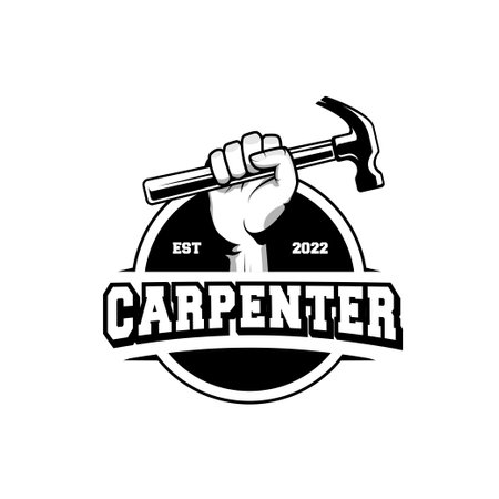 Carpenter logo design in rustic retro vintage style. Handyman logo design.のイラスト素材