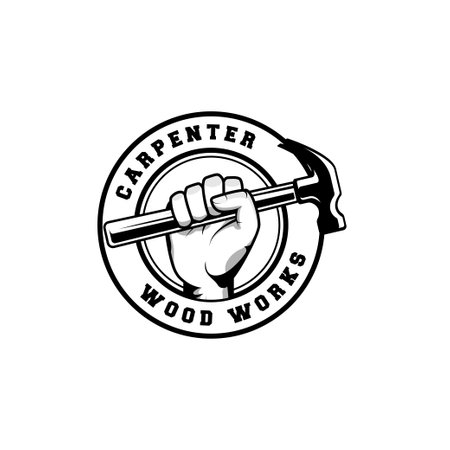 Carpenter logo design in rustic retro vintage style. Handyman logo design.のイラスト素材