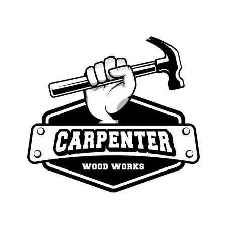 Carpenter logo design in rustic retro vintage style. Handyman logo design.のイラスト素材