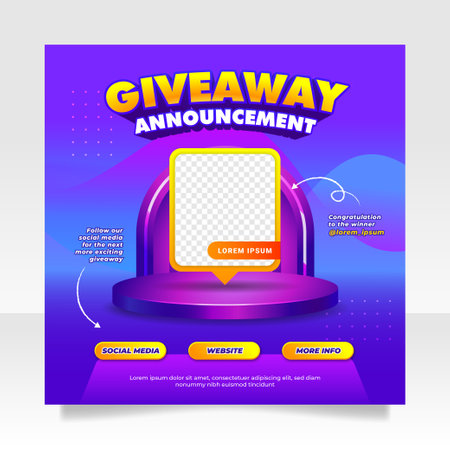 Giveaway winner announcement social media post banner template.のイラスト素材