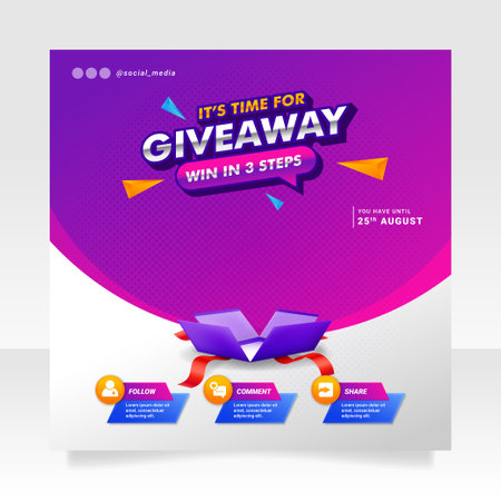 Giveaway contest social media post banner template.のイラスト素材