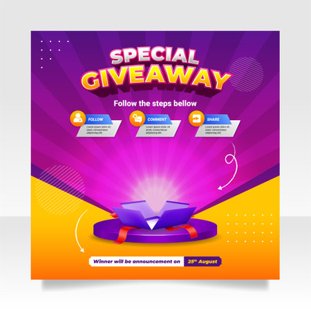 Giveaway contest social media post banner template.のイラスト素材