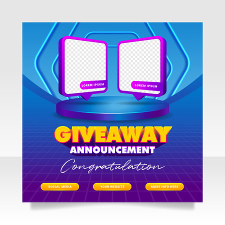 Giveaway winner announcement social media post banner template.のイラスト素材