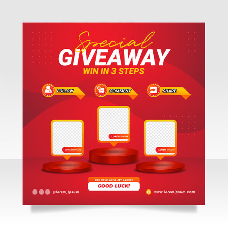 Giveaway contest social media post banner template.のイラスト素材