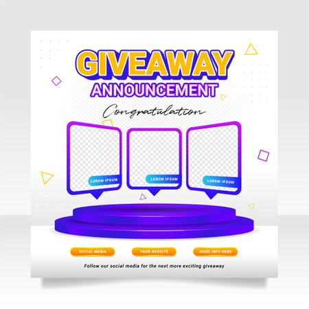 Giveaway winner announcement social media post banner template.のイラスト素材