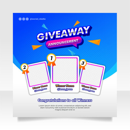 Giveaway winner announcement social media post banner template.のイラスト素材