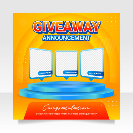 Giveaway winner announcement social media post banner template.のイラスト素材