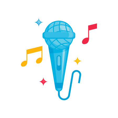 Singing icon illustration. Mic icon vector for decoration elementのイラスト素材