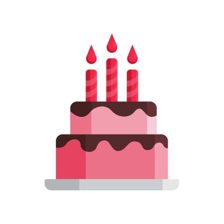 birthday cake icon illustration with candleのイラスト素材