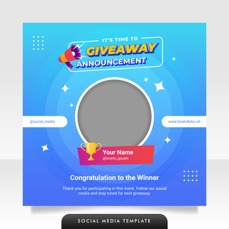 Giveaway winner announcement social media post banner templateのイラスト素材