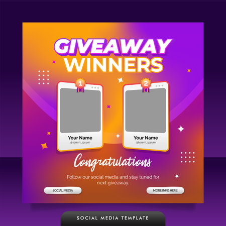 Giveaway winner announcement social media post banner templateのイラスト素材