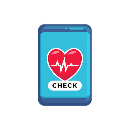 Monitoring heart rate in fitness app on smartphoneのイラスト素材