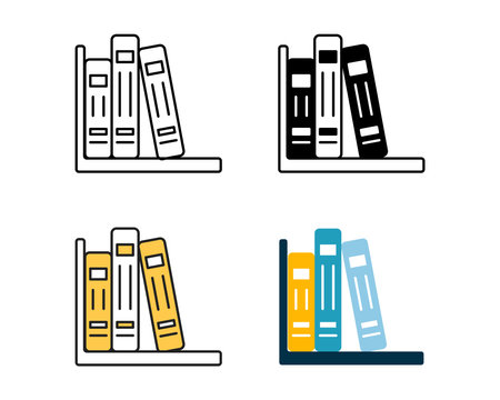 library icon element vector design in 4 style line, glyph, duotone, and flatのイラスト素材
