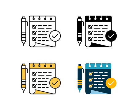 checklist icon element vector design in 4 style line, glyph, duotone, and flatのイラスト素材