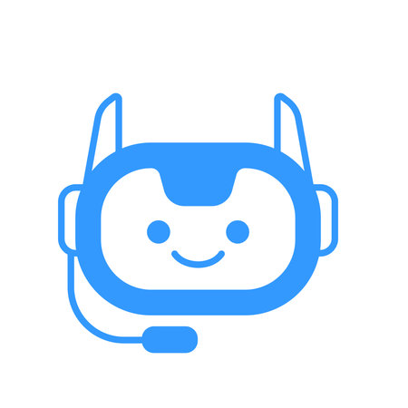 Robotic Assistant Icon with Headset Sign. Robot Chat Bot Icon Vector Designのイラスト素材
