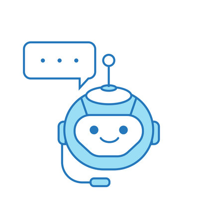 Chatbot Icon or Virtual Assistant Icon Design with Bubble Speech and Headset Iconのイラスト素材