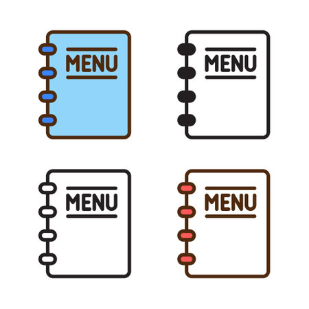 menu book icon in 4 style: flat, glyph, outline, duotoneのイラスト素材