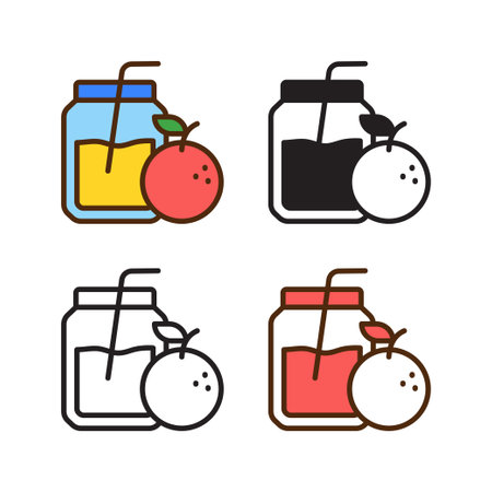 juice drink icon in 4 style: flat, glyph, outline, duotoneのイラスト素材