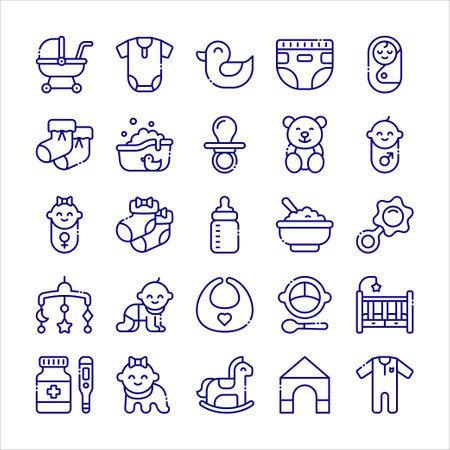 Baby and Kid icon set in line style designのイラスト素材