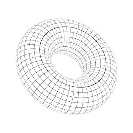 Torus wireframe vector. Abstract geometric shape with torusのイラスト素材