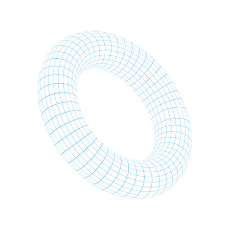 Torus wireframe vector. Abstract geometric shape with torus
