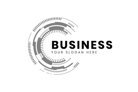 Business technology logo design template. High-tech electronic and computer logo with letter Cのイラスト素材