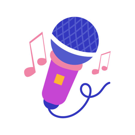 Microphone With Music Notes Cartoon Vector Icon Illustrationのイラスト素材