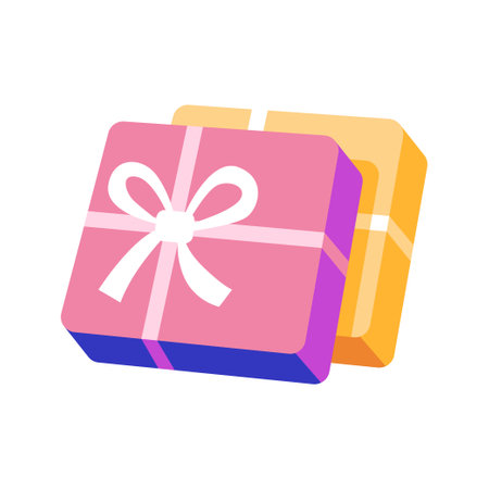 Creative gift boxes vector element illustration. Gifts with bow and ribbon vector flat illustrationのイラスト素材