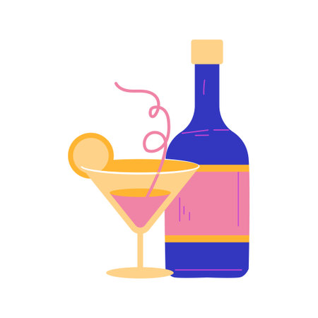 Lemon cold beverage on glass vector element illustrationのイラスト素材