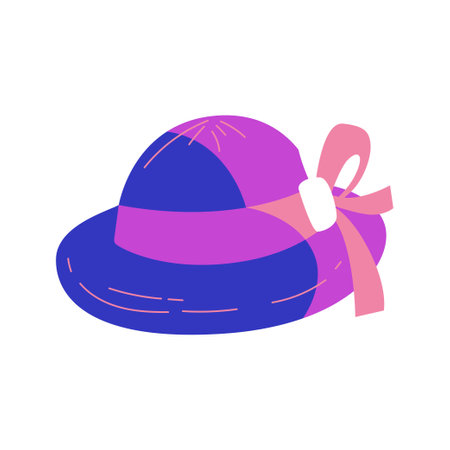 Women's Fashion Hat with Bow Vector Element Illustrationのイラスト素材
