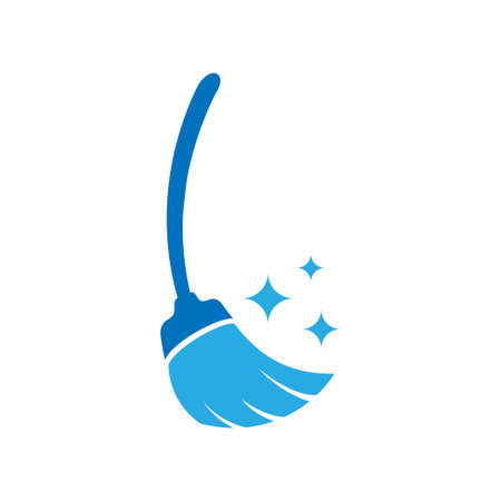Broom vector icon illustration. Broom cleaning logoのイラスト素材