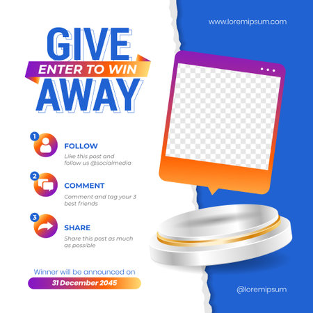 Giveaway steps for social media contest design conceptのイラスト素材