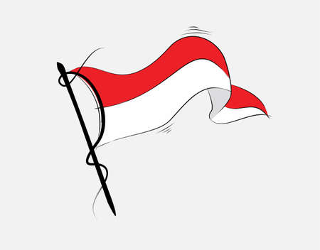 indonesian flag on White background in vector illustrationのイラスト素材