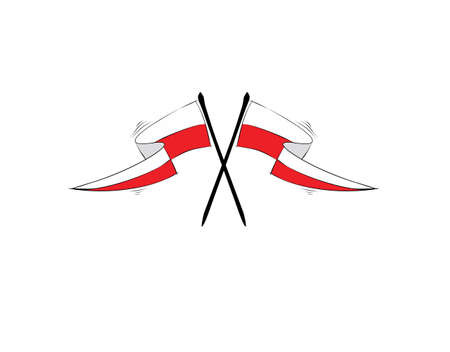 Poland Flag on white background in vector illustrationのイラスト素材