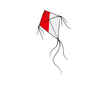 red and white kite on white background in vector illustrationのイラスト素材