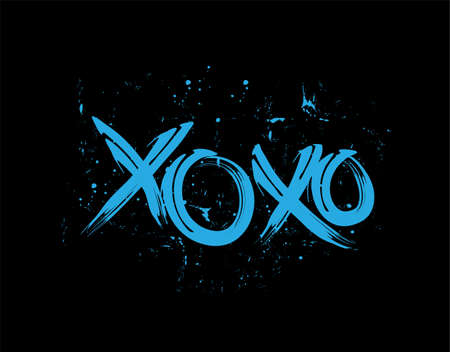 Xoxo Lettering Text on black background in vector illustrationのイラスト素材