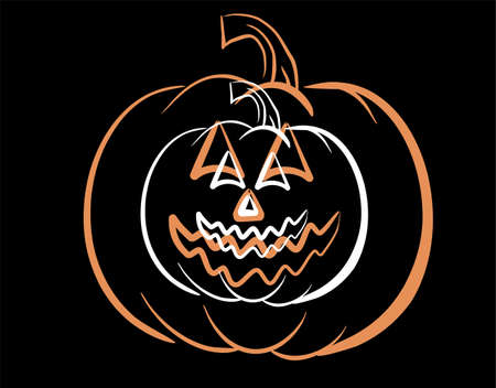Set Spooky Halloween flat icon on black background in vector illustrationのイラスト素材