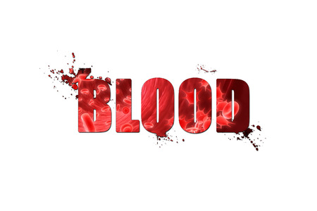 art blood text effect with abstract design on white backgroundの写真素材