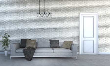 3d rendering beautiful huge sofa in bright living room
