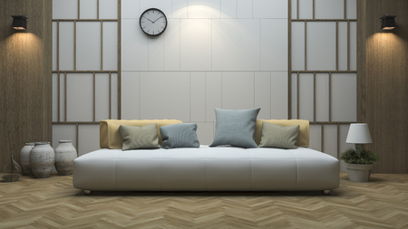 3d rendering vintage style living room with minimal designの写真素材