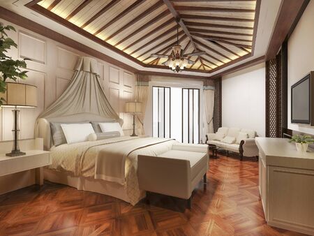 3d rendering luxury tropical bedroom suite in resort hotel and resortの写真素材