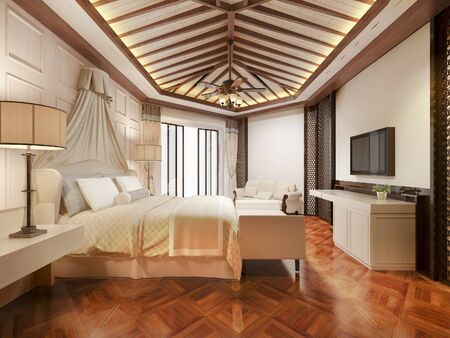 3d rendering luxury tropical bedroom suite in resort hotel and resortの写真素材