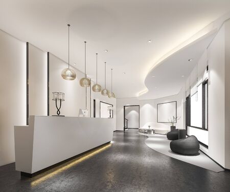 3d rendering modern luxury hotel and office reception and loungeの写真素材