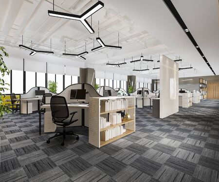 3d rendering business meeting and working room on office buildingの写真素材